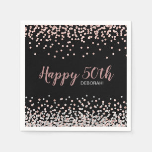 Serviette En Papier Fête d'anniversaire 50 ans Rose Gold Confetti Arge
