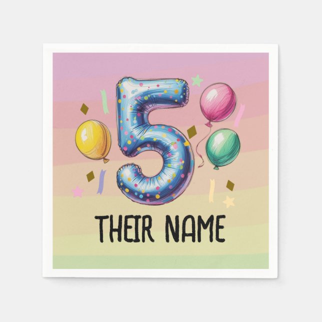 Serviette En Papier fête d'anniversaire 5 ans sans thème (Devant)