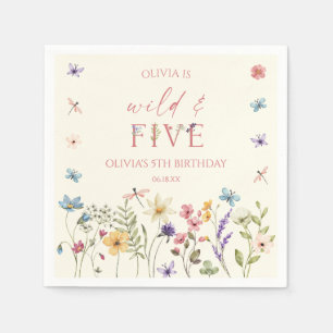 Serviette En Papier Fête d'anniversaire 5 ans Wild and Five Wildflower