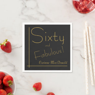 Serviette En Papier Fête d'anniversaire 60 ans Black and Gold 60 & Fab