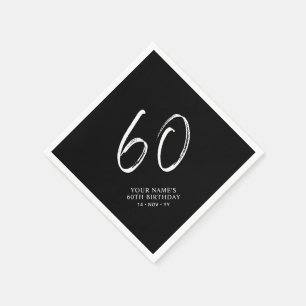 Serviette En Papier Fête d'anniversaire 60 ans Black & White Brush S