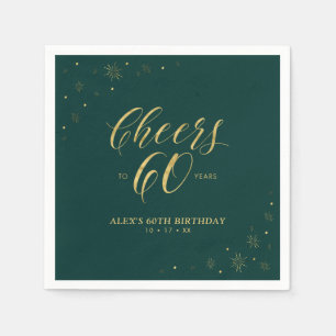 Serviette En Papier Fête d'anniversaire 60 ans moderne Gold & Green Ch