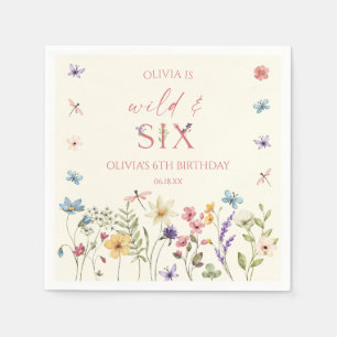 Serviette En Papier Fête d'anniversaire 6 ans Wild and Six Wildflower
