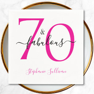Serviette En Papier Fête d'anniversaire 70 ans et fabuleuse