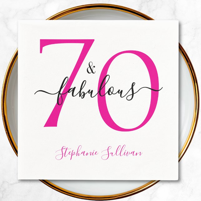 Serviette En Papier Fête d'anniversaire 70 ans et fabuleuse  (Créateur téléchargé)