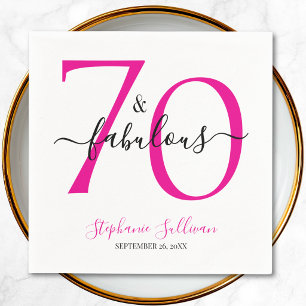 Serviette En Papier Fête d'anniversaire 70 ans et fabuleuse
