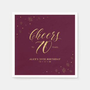 Serviette En Papier Fête d'anniversaire 70 ans Gold & Burgundy Modern 