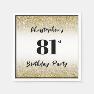 Serviette En Papier Fête d'anniversaire 81 ans personnalisée noir et o
