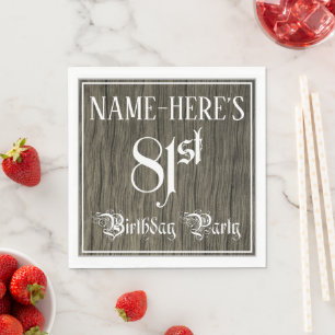 Serviette En Papier Fête d'anniversaire 81st — Script fantaisie, Fa