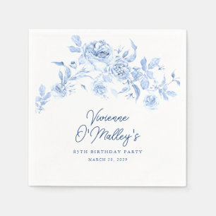 Serviette En Papier Fête d'anniversaire 85 ans Fleur Rose Bleue Person