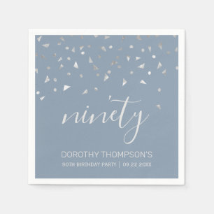 Serviette En Papier Fête d'anniversaire 90 ans Bleu poussiéreux Confet