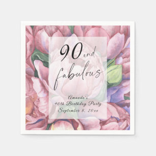 Serviette En Papier Fête d'anniversaire 90 ans Floral Vintage