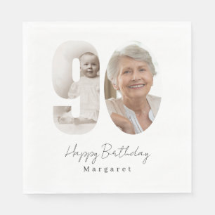 Serviette En Papier Fête d'anniversaire 90 ans Nappe en papier photo p