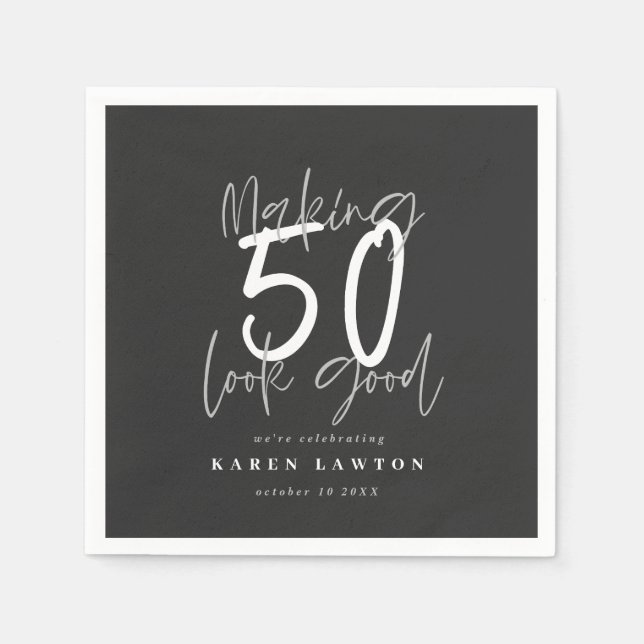 Serviette En Papier Fête d'anniversaire à 50 ans (Devant)