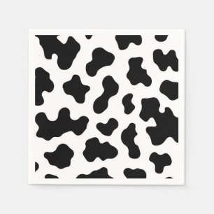 Serviette En Papier Fête d'anniversaire à imprimé vache noir et blanc