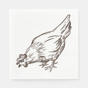 Serviette En Papier Fête d'anniversaire à la ferme de poulets mignons