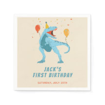 Fête d'anniversaire à l'aquarelle de dinosaure T-R