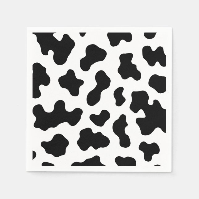 Serviette En Papier Fête d'anniversaire à motif vache noir et blanc (Devant)