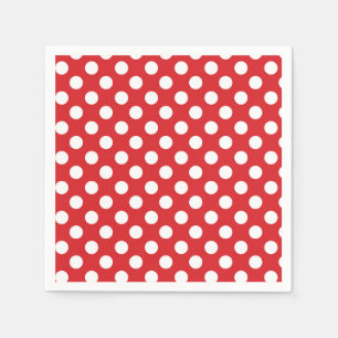 Serviette En Papier Fête d'anniversaire à pois rouges et blancs