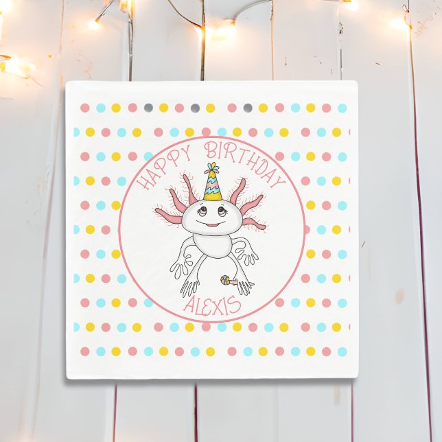 Serviette En Papier Fête d'anniversaire à thème Axolotl personnalisé (Créateur téléchargé)