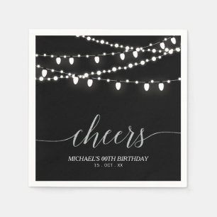 Serviette En Papier Fête d'anniversaire adulte élégante avec lumières 