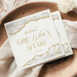 Serviette En Papier Fête d'anniversaire Affaire Tout Blanc Agate Or Bl