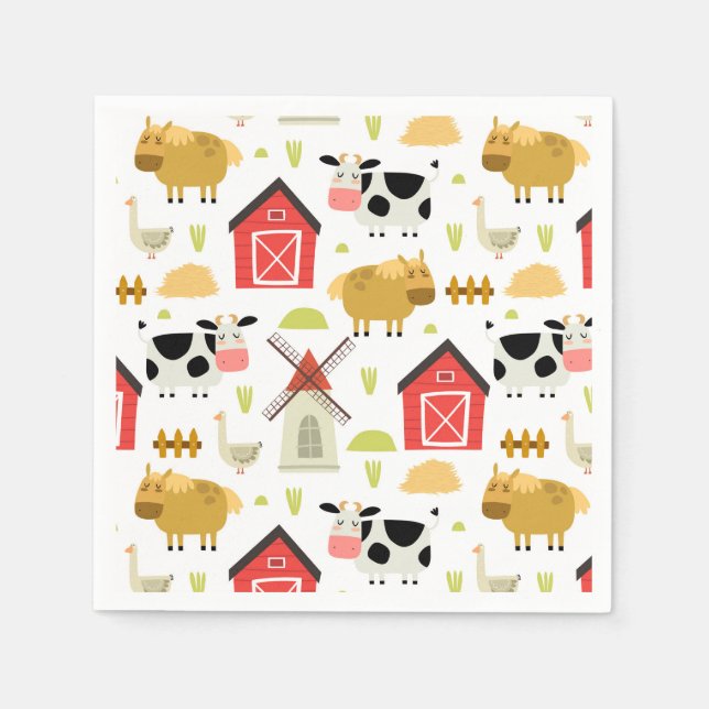 Serviette En Papier Fête d'anniversaire agricole (Devant)