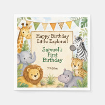 Fête d'anniversaire Animaux de Safari Aquarelle