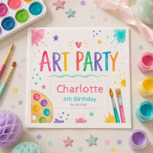 Serviette En Papier Fête d'anniversaire artistique pour enfants coloré