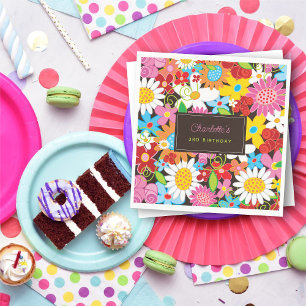 Serviette En Papier Fête d'anniversaire au jardin de fleurs printanièr