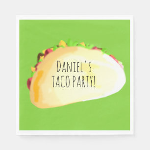 Serviette En Papier Fête d'anniversaire au taco aquarelle