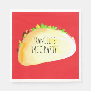 Serviette En Papier Fête d'anniversaire au taco aquarelle