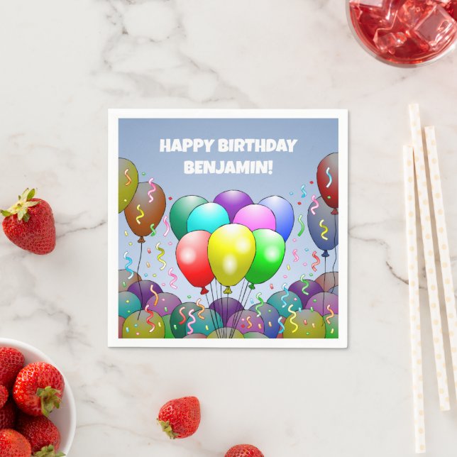 Serviette En Papier Fête d'anniversaire aux ballons (En situation)