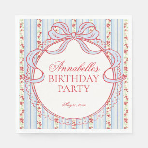 Serviette En Papier Fête d'anniversaire aux fleurs fantaisistes vintag