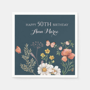 Serviette En Papier Fête d'anniversaire aux fleurs sauvages