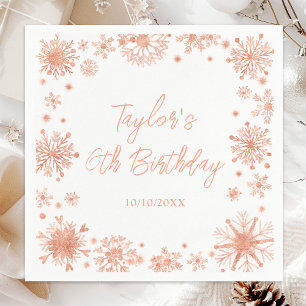 Serviette En Papier Fête d'anniversaire aux flocons de neige en or ros