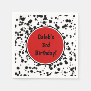 Serviette En Papier Fête d'anniversaire aux taches dalmatiennes noir b