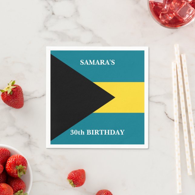 Serviette En Papier Fête d'anniversaire avec drapeau bahamien (En situation)