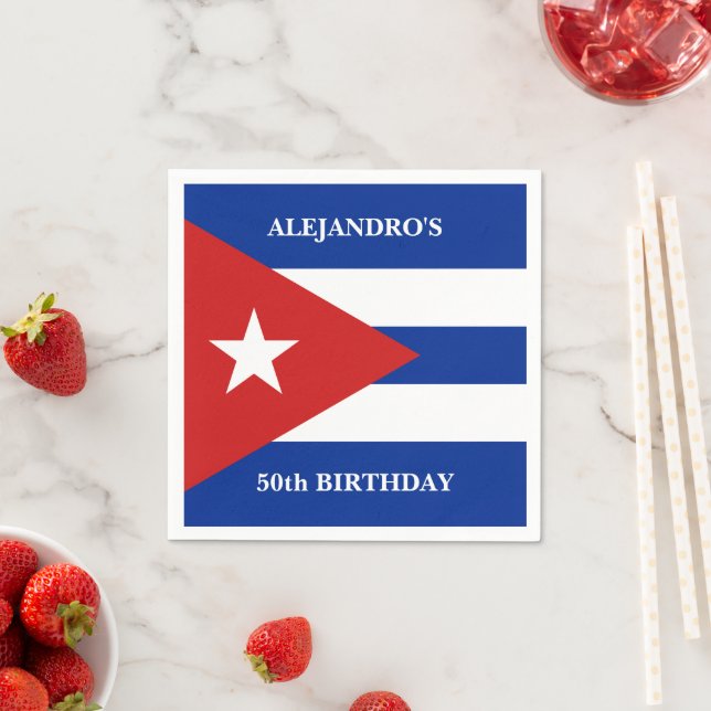 Serviette En Papier Fête d'anniversaire avec drapeau cubain (En situation)