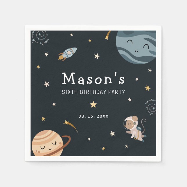 Serviette En Papier Fête d'anniversaire aventure spatiale pour enfants (Devant)