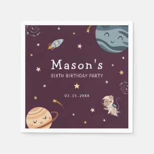 Serviette En Papier Fête d'anniversaire aventure spatiale pour enfants