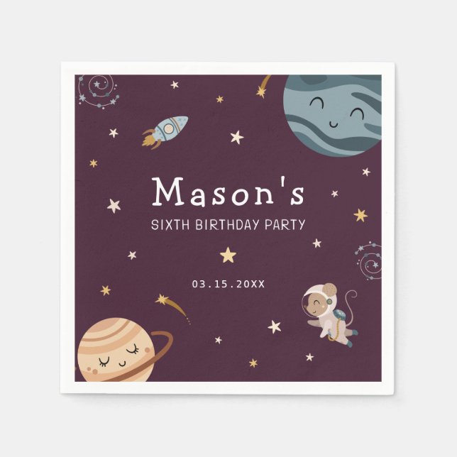 Serviette En Papier Fête d'anniversaire aventure spatiale pour enfants (Devant)