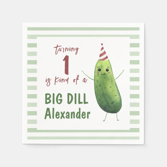 Serviette En Papier Fête d'anniversaire Big Dill concombre aquarelle (Devant)