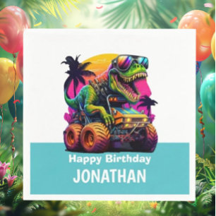 Serviette En Papier Fête d'anniversaire BLUE Dino-Mite MONSTER TRUCK