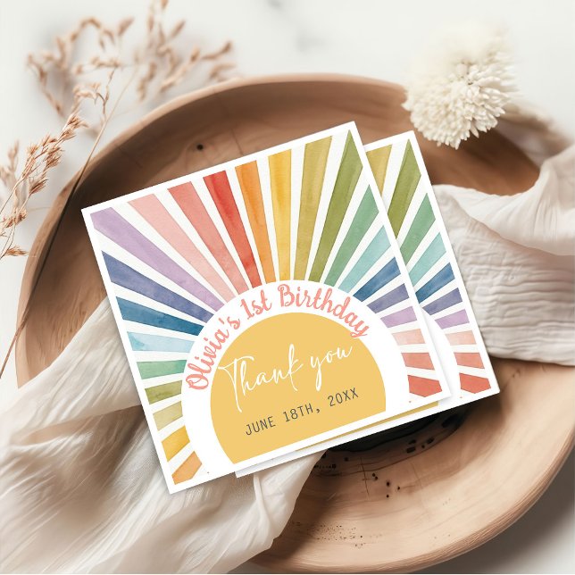 Serviette En Papier Fête d'anniversaire Boho Sunshine  (Créateur téléchargé)