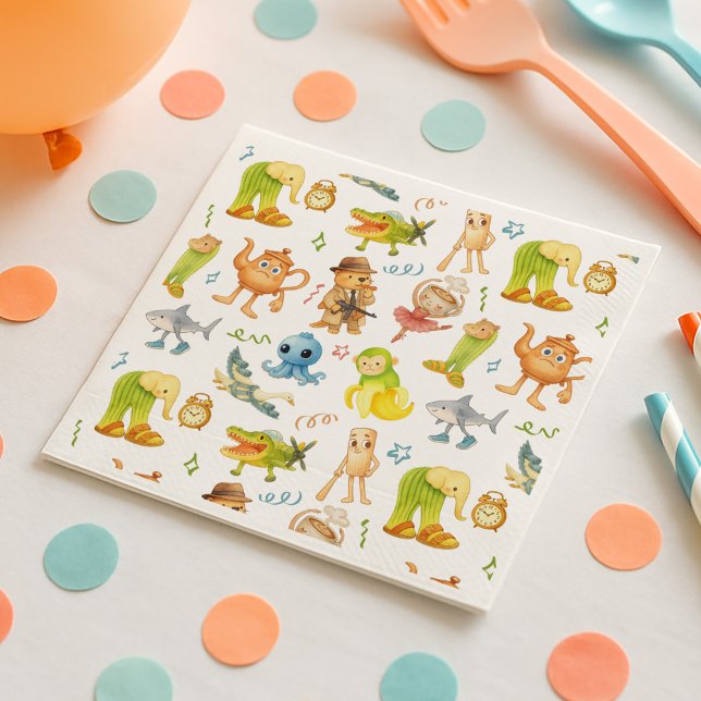 Serviette En Papier Fête d'anniversaire Brainrot Meme (Créateur téléchargé)
