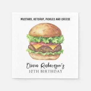 Serviette En Papier Fête d'anniversaire Burger Aquarelle