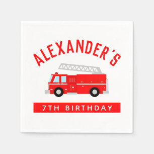 Serviette En Papier Fête d'anniversaire camion de pompiers pour enfant