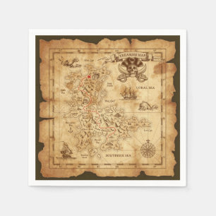Serviette En Papier Fête d'anniversaire carte au trésor pirate vintage