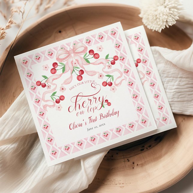 Serviette En Papier Fête d'anniversaire Cherry First (Créateur téléchargé)